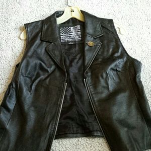 Black leather vest